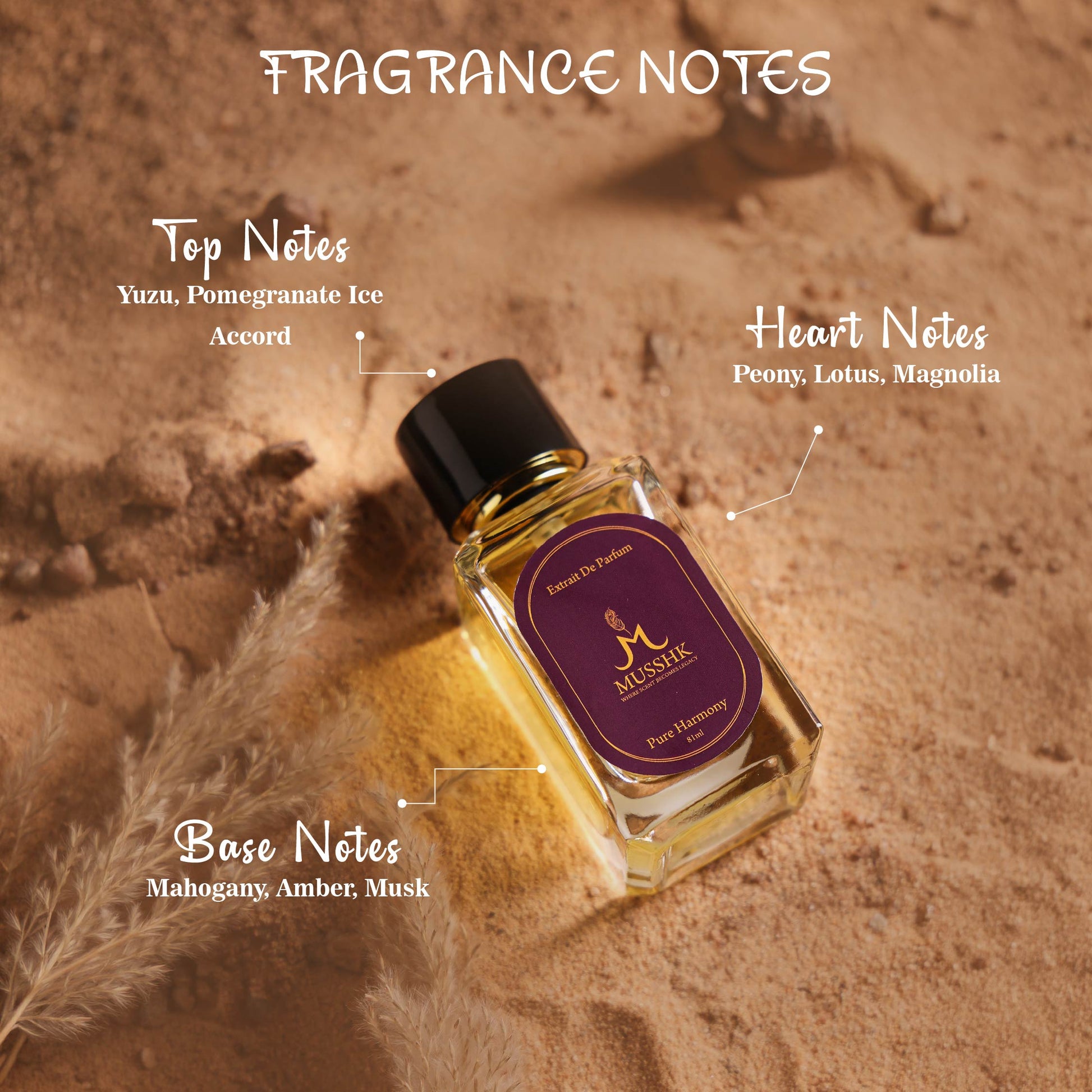 Musshk Pure Harmony fragrance notes with citrus floral and musk perfume scent profile